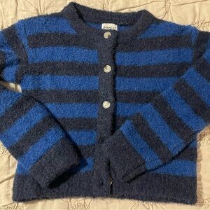 FRNCH Blue and Black Striped soft wool blend chunky sweater size small